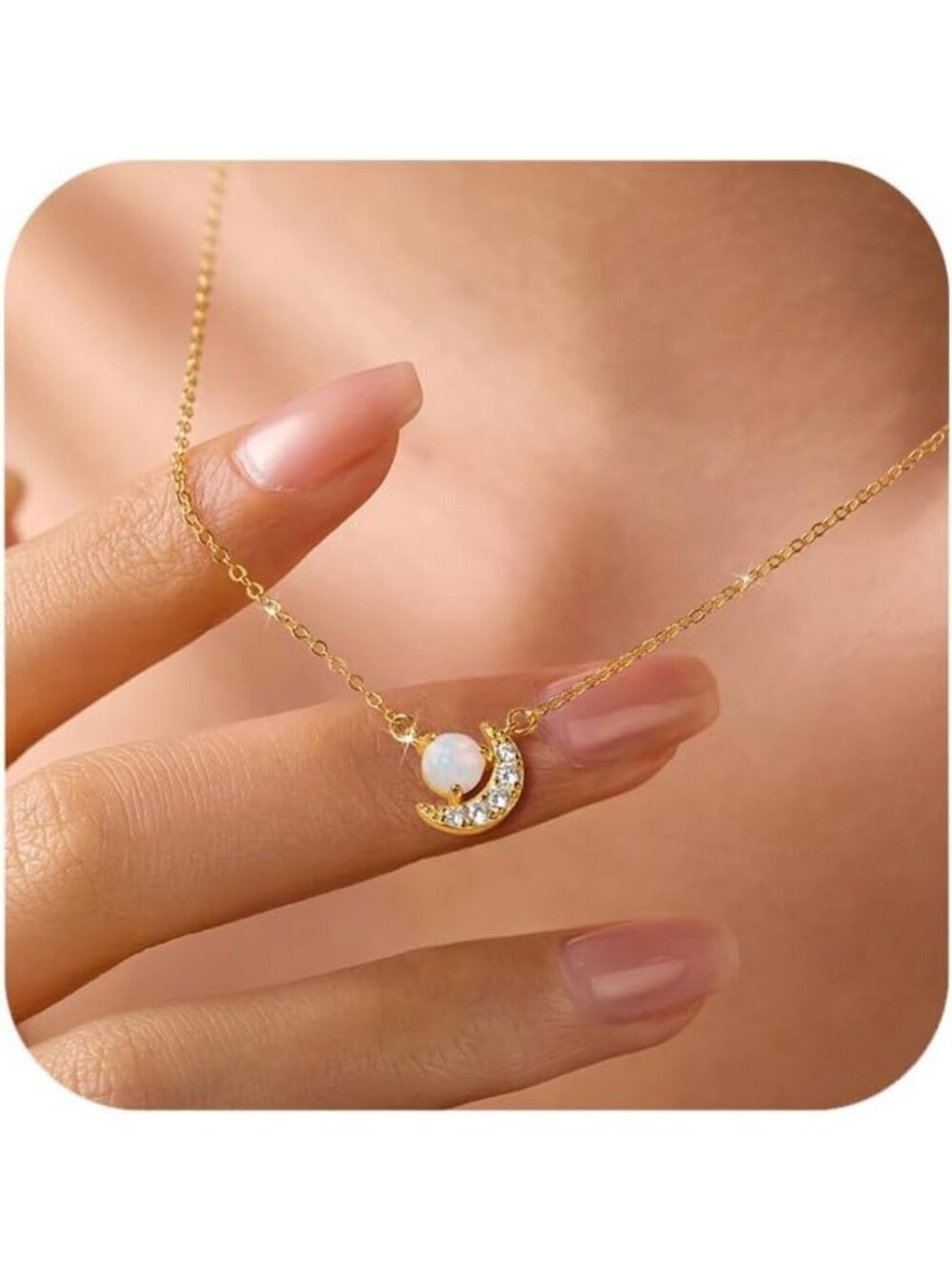 Dainty 925 Sterling Silver North Star Opal Necklace | Gold Plated Star Pendant